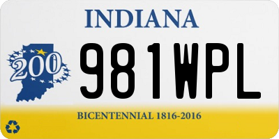 IN license plate 981WPL