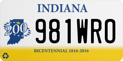 IN license plate 981WRO