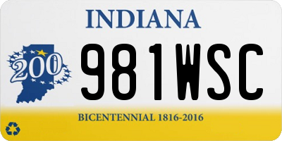 IN license plate 981WSC
