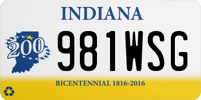 IN license plate 981WSG