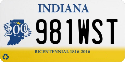 IN license plate 981WST