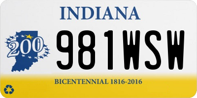 IN license plate 981WSW
