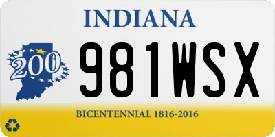IN license plate 981WSX