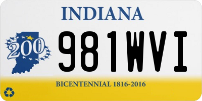 IN license plate 981WVI