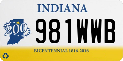 IN license plate 981WWB