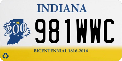 IN license plate 981WWC