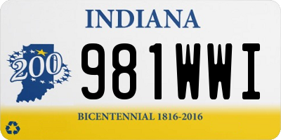 IN license plate 981WWI