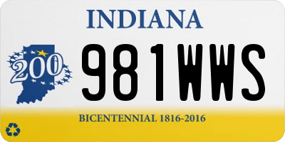 IN license plate 981WWS