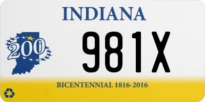 IN license plate 981X