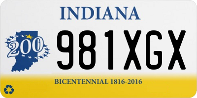 IN license plate 981XGX