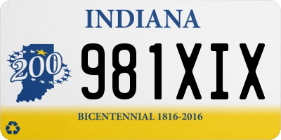 IN license plate 981XIX
