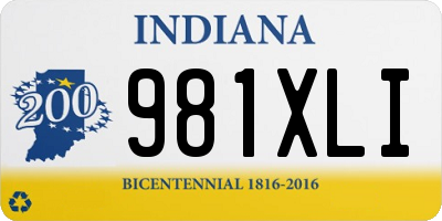 IN license plate 981XLI