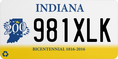 IN license plate 981XLK