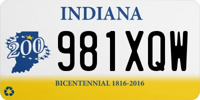 IN license plate 981XQW