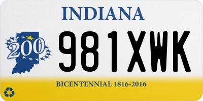 IN license plate 981XWK