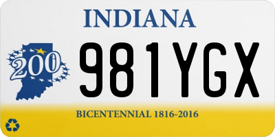 IN license plate 981YGX