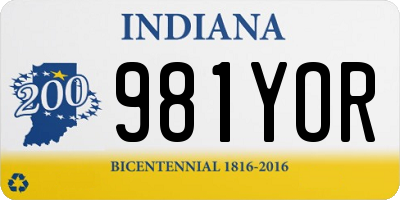IN license plate 981YOR
