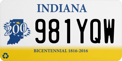 IN license plate 981YQW