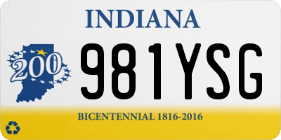 IN license plate 981YSG