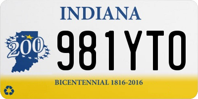 IN license plate 981YTO