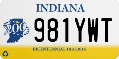 IN license plate 981YWT