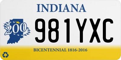 IN license plate 981YXC