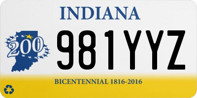 IN license plate 981YYZ