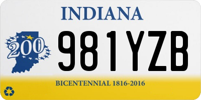 IN license plate 981YZB