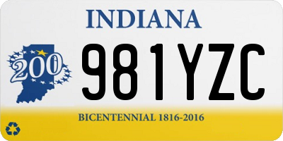 IN license plate 981YZC