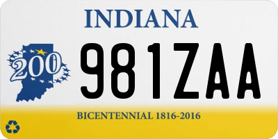 IN license plate 981ZAA