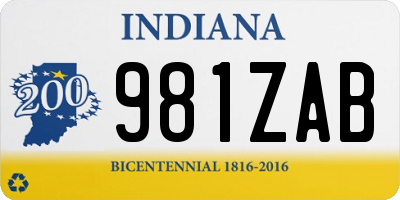 IN license plate 981ZAB