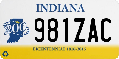 IN license plate 981ZAC