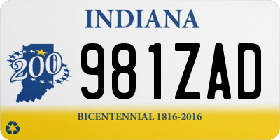 IN license plate 981ZAD
