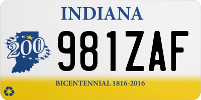 IN license plate 981ZAF