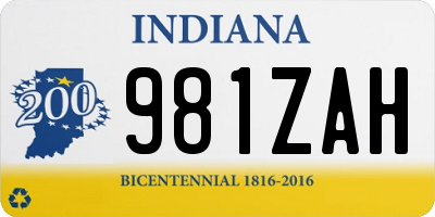 IN license plate 981ZAH