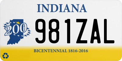 IN license plate 981ZAL