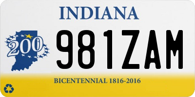 IN license plate 981ZAM
