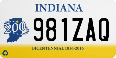 IN license plate 981ZAQ