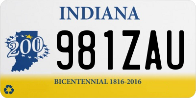 IN license plate 981ZAU