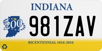 IN license plate 981ZAV