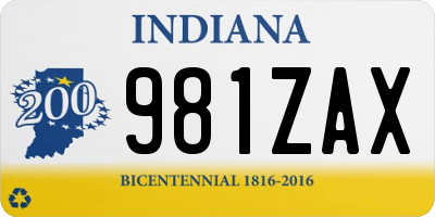 IN license plate 981ZAX