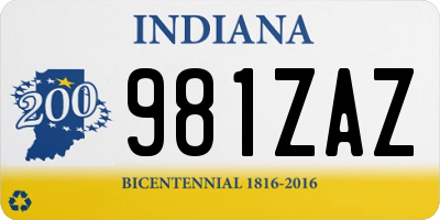 IN license plate 981ZAZ