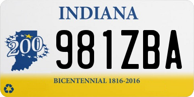IN license plate 981ZBA