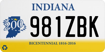 IN license plate 981ZBK