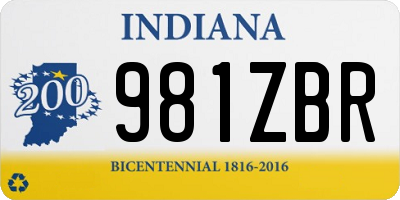 IN license plate 981ZBR