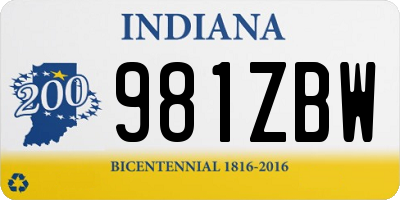 IN license plate 981ZBW