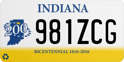 IN license plate 981ZCG