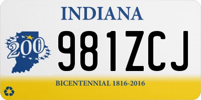 IN license plate 981ZCJ