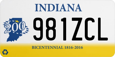 IN license plate 981ZCL