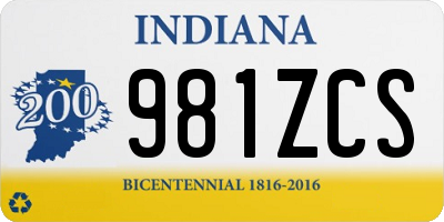 IN license plate 981ZCS